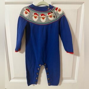 Baby Boden Christmas Santa Sweater Romper